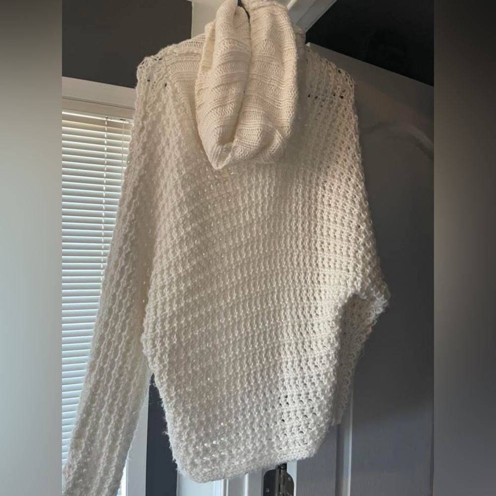 Express White Knit Cowl Sweater